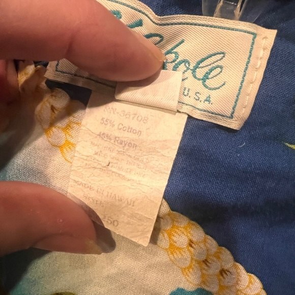 Kole kole Hawaiian Shirt Mens Big Tall 3XL Camp Button Front Blue Postcard Vtg - Picture 8 of 8